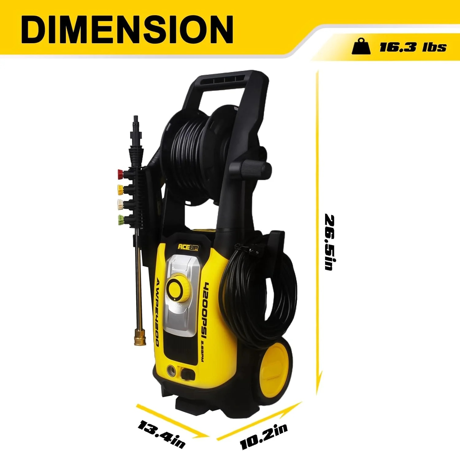 Aceup Energy 4000 PSI 2.6GPM Portable Electric Pressure Washer for Cars Fences Patios Driveways, Lightweight - Image 13