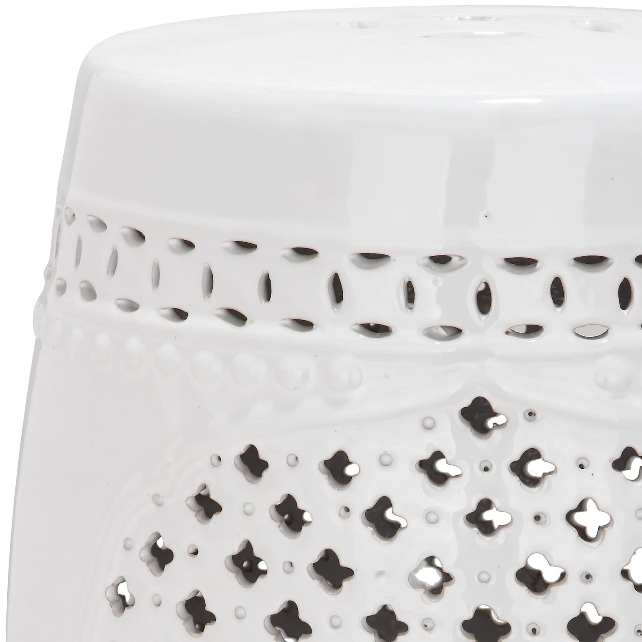 Safavieh Quatrefoil Ceramic Indoor/Outdoor Garden Patio Stool, White - Image 3