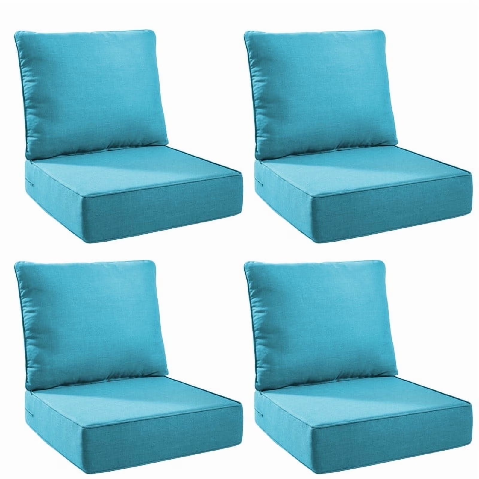 Terraloom 6 Inch Outdoor Cushions 24x24" - Water Resistant 2 Set Deep Seating Patio Chair Back&Seat Cushion for Wicker Rocking Swivel Chairs Loveseat Couch Sectional Sofa in Beige - Image 3