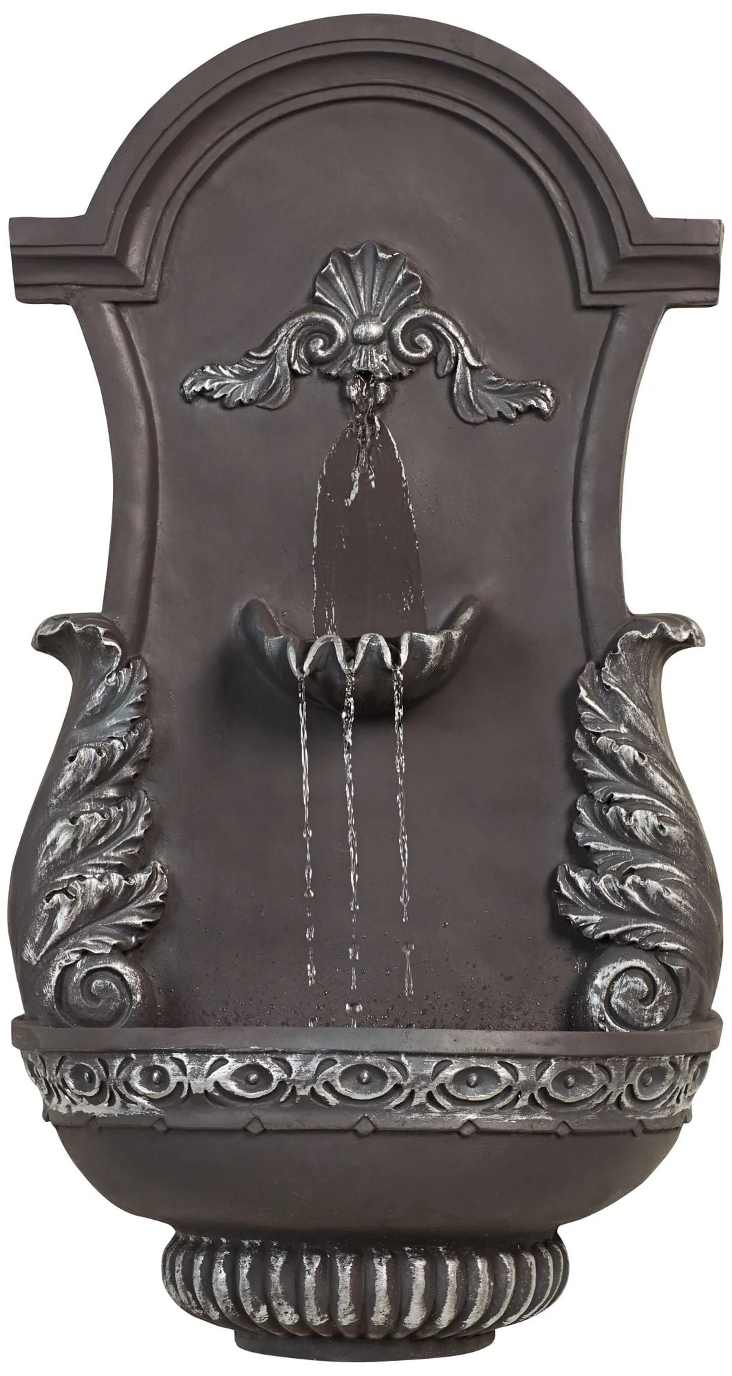 John Timberland Tivoli Grey Ornate Rustic Outdoor 2 Tier Outdoor Wall Water Fountain 33" for Yard Backyard Garden Patio Home Deck Porch House Exterior - Image 2