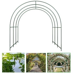 SHZOND Metal Garden Support Arch Frame for Climbing Plants, 158 x 84.6 x 86.6 Inch Large Plant Climbing Arbor Arch for Vines, Weddings & Backyard Decoration (Green)