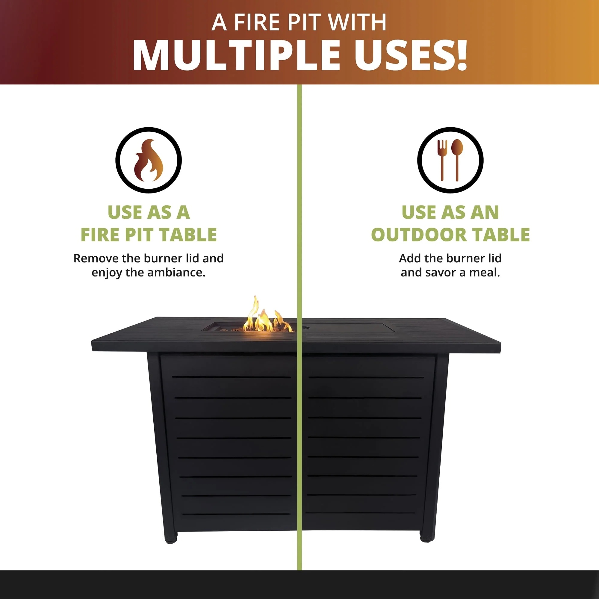 Kinger Home 42 inch Outdoor Propane Fire Pit Table for Patio, 50,000 BTU CSA Certified, Aluminum Frame, Lid, Weather Cover, Lava Rocks - Image 5