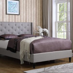 Full Size Upholstered Platform Bed Frame with 51" Tall Headboard - Button Tufted Cloth Bed - Wood Slat Support with Storage Space- No Box Spring Needed- Easy Assembly- Gray - OLIVER & SMITH