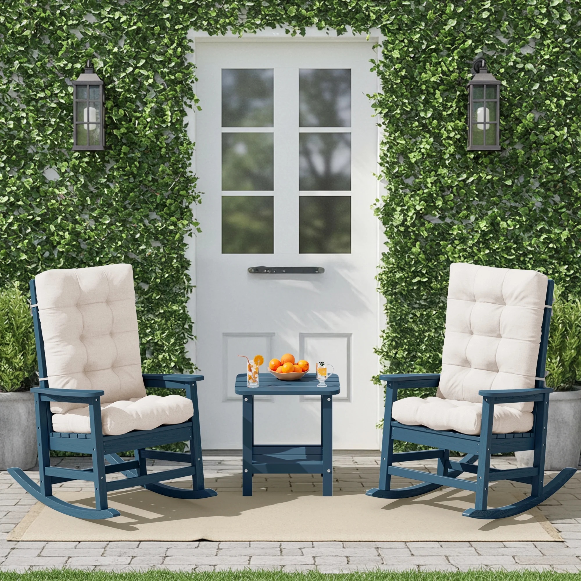 KINGYES HDPE Outdoor Rocking Chairs Set of 2,HDPE Patio Rocker for Porch,Black - Image 27