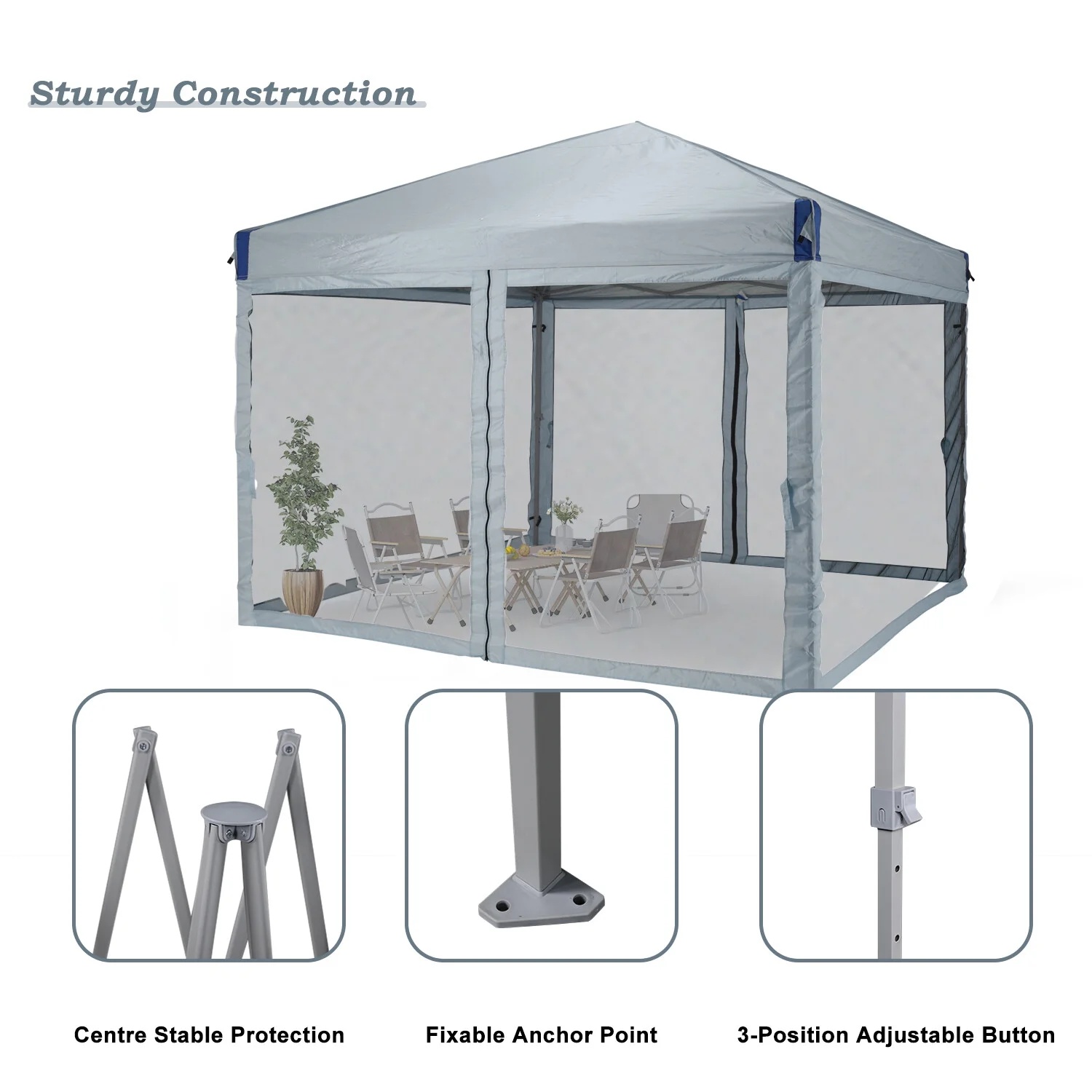 YUONAO 10x10 ft Pop Up Canopy Tent with Mesh Sidewalls, Portable Outdoor Shade Tent, Waterproof UV-Resistant Folding Gazebo for Backyard, Patio, Camping, Party(Beige) - Image 28