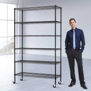 6 Tier Wire Shelving Unit with Wheels Adjustable Storage Shelves Heavy Duty Shelving Easy to Assemble Metal Wire Shelf Standing Garage Shelves for Multifunctional Home Storage,2100 Lbs Weight Capacity