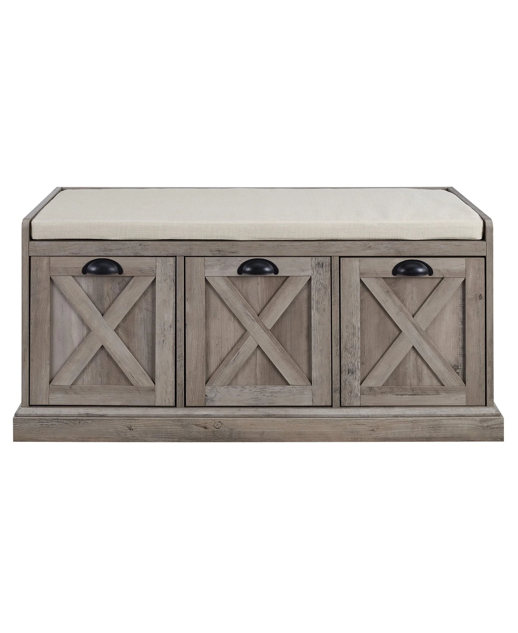 Manor Park Modern Farmhouse 3 Drawer Storage Bench, Grey Wash - Image 7