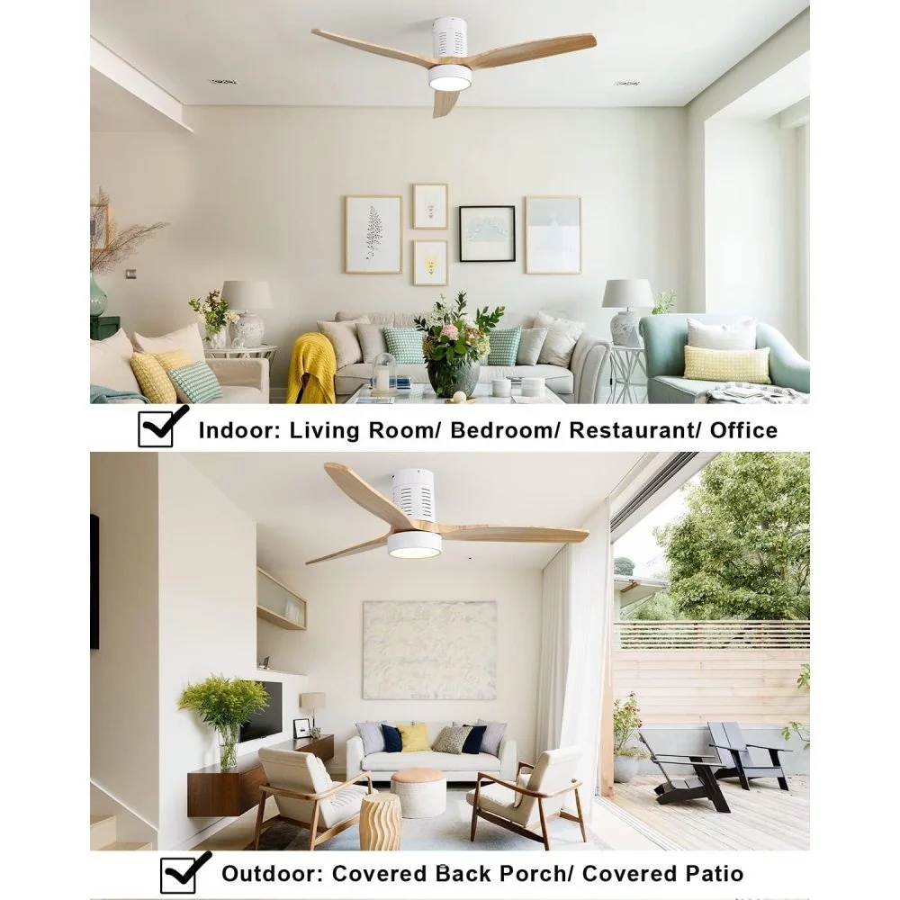 52" Ceiling Fan with Lights Remote Control,Quiet DC Motor 3 Blade Ceiling Fans 6 Speed Levels,Reversible Ceiling Fan, for Patio Living Room, Bedroom, Office,Indoor.(Matte Black +Black Walnut ) - Image 25