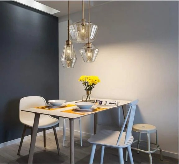 Pendant Lighting Glass Triple Hanging Pendant Light Fixture Glass,Vintage Hanging Ceiling Light Fixture, Fixture Glass Surrounded LED Lighting Fixture Kitchen, Island, Table Hallway Interior Lighting - Image 5