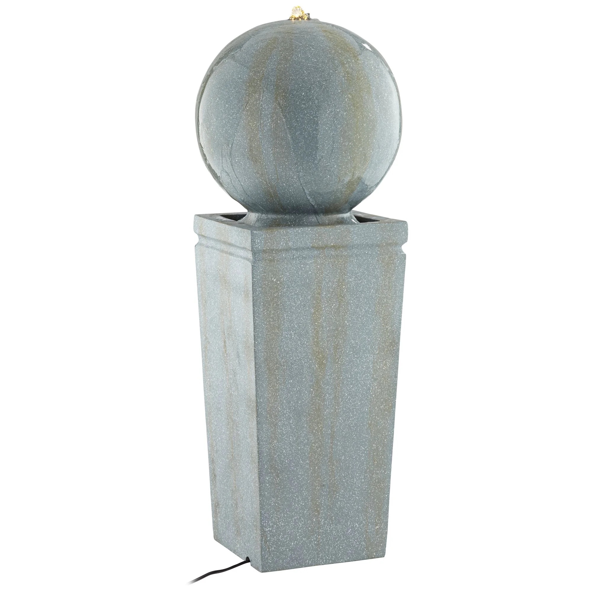Ball and Pillar 34 1/4" High Large Modern Indoor Outdoor Decor Faux Stone Floor Fountain with Light LED Bubbler - Image 6