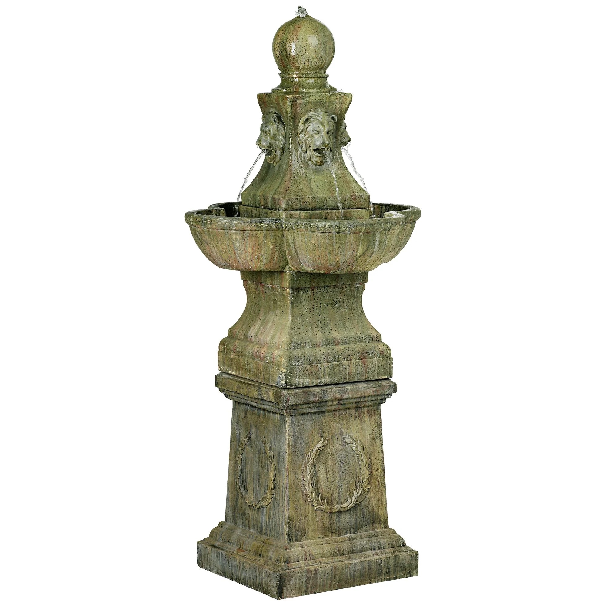 Royal Lion 54" High Large Italian Outdoor Decor Faux Stone Floor Fountain Pedestal Outside Garden Patio Yard - Image 2