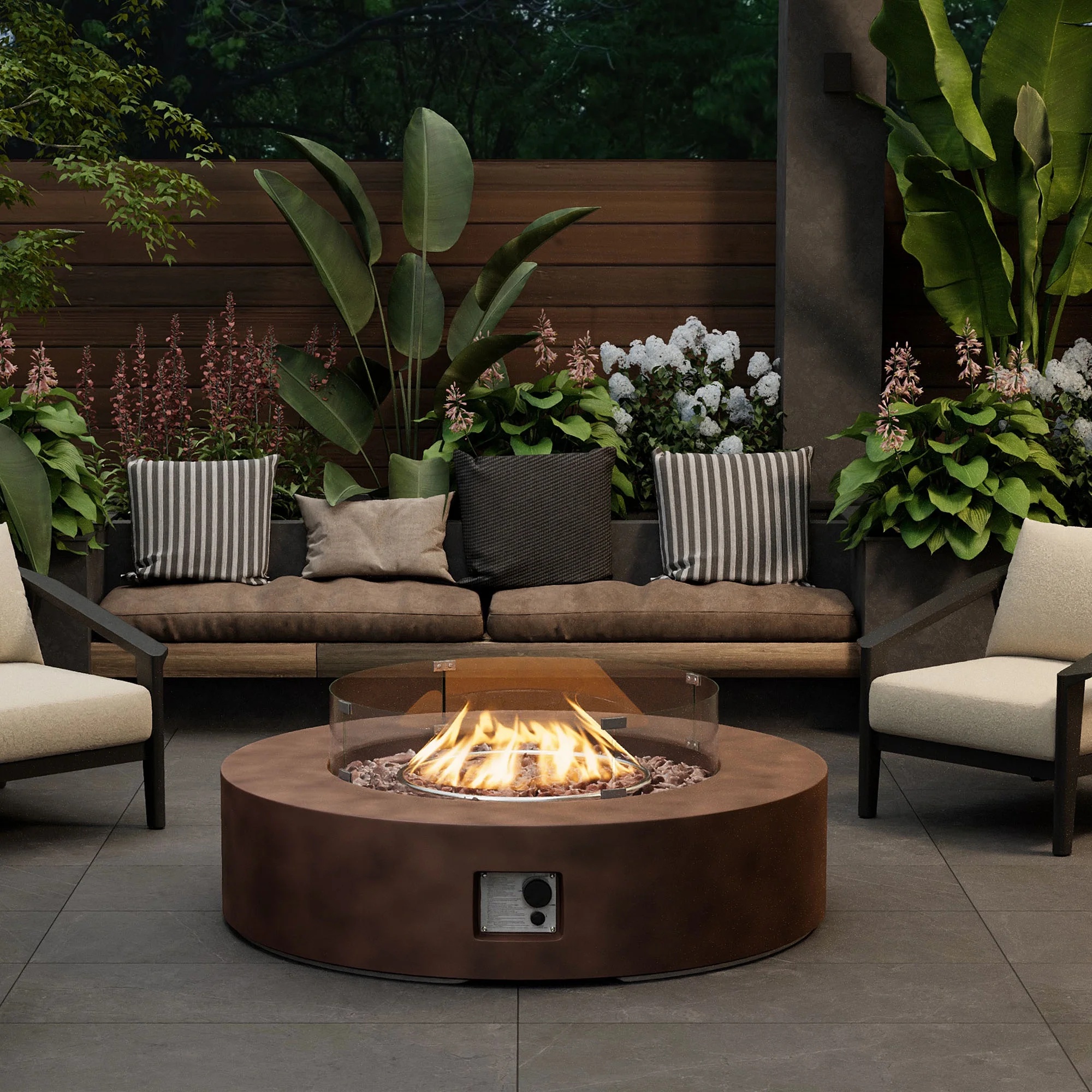 VENTOPYR 40.5-inch Outdoor Propane Fire Pit Coffee Table w Concrete Round Base Patio Heater, 50,000 BTU Stainless Steel Burner, Free Lava Rocks, Wind Guard, Rain Cover - Image 29