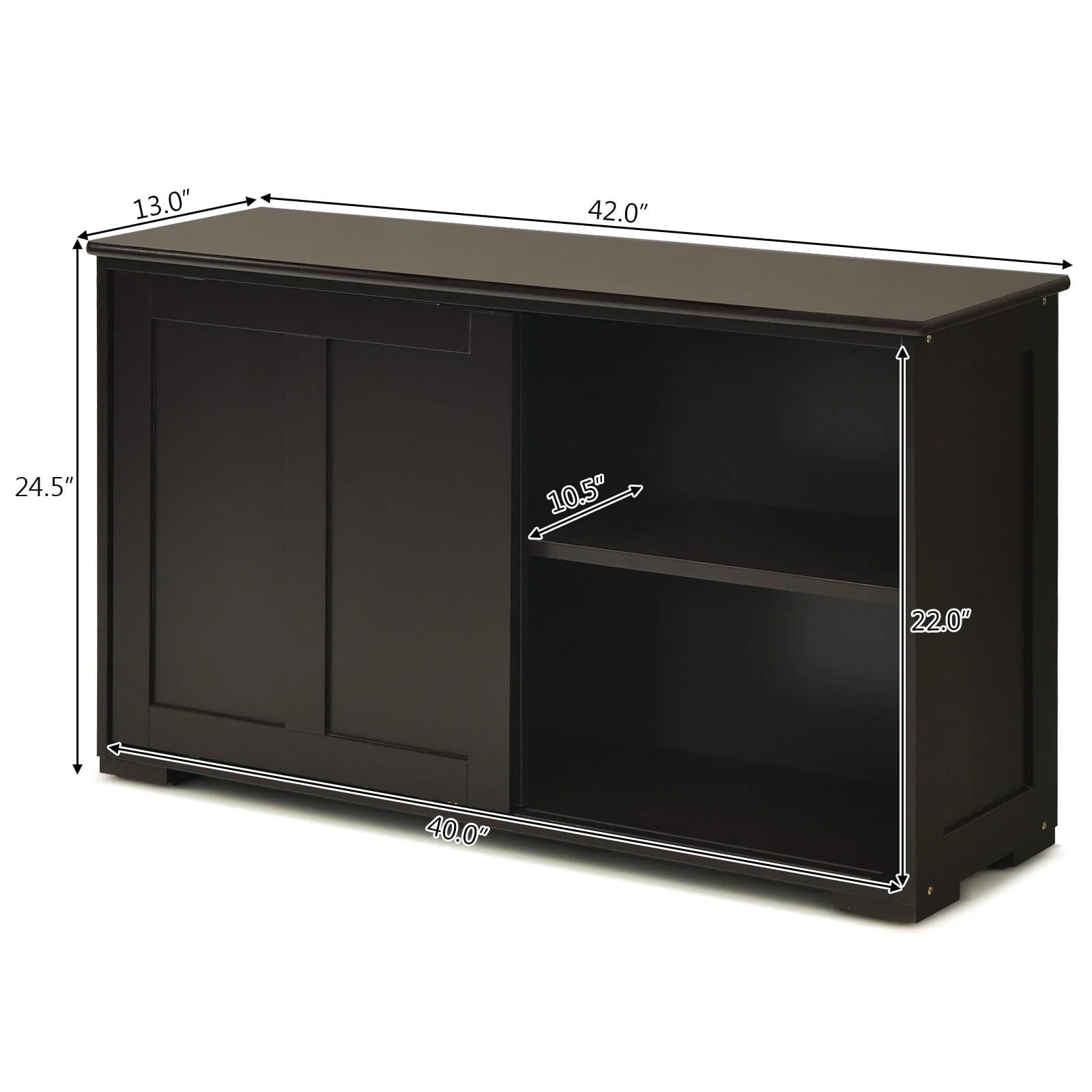 Giantex Kitchen Cabinet, Storage Sideboard, Stackable Buffet Cabinet w/Antique Look, 2 Sliding Door, Bar Cabinet for Kitchen, Dining Room (Brown) - Image 4