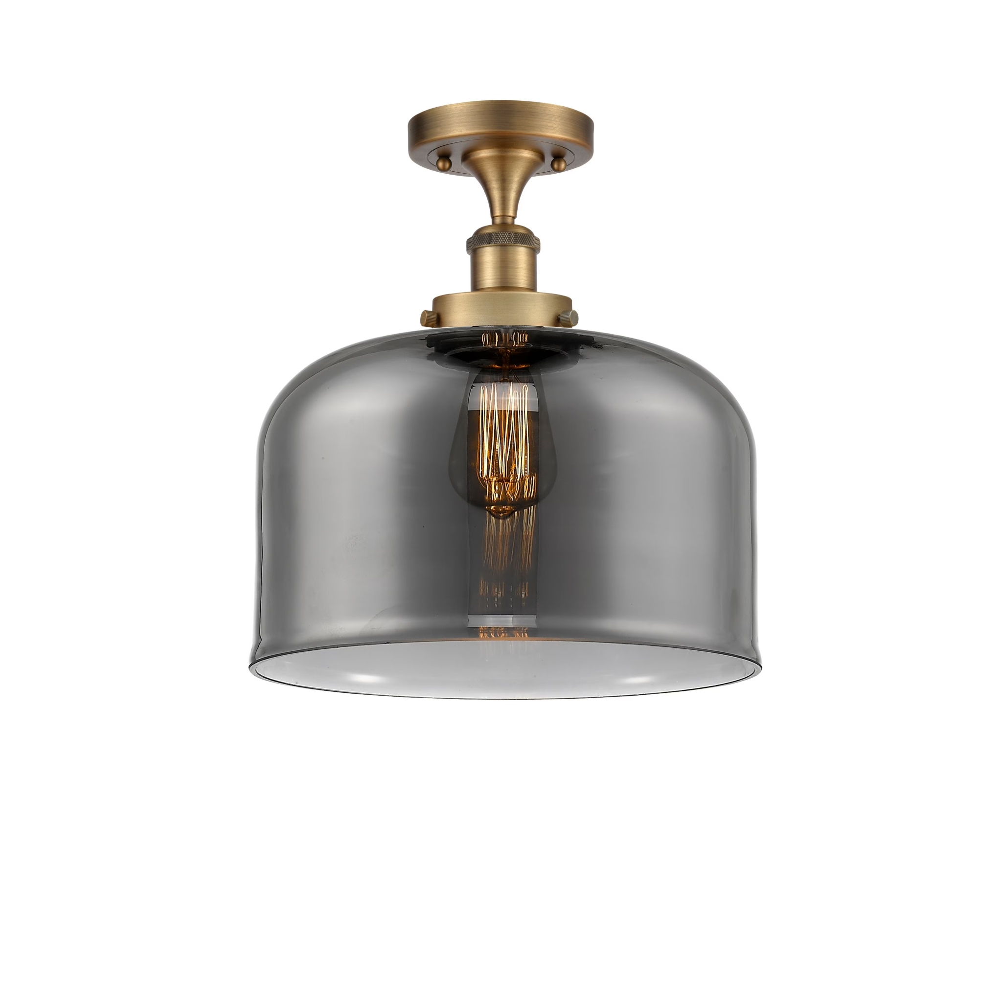 Innovations Lighting Ballston Urban Bell - 1 Light 12" Semi-Flush Mount Brushed Brass/Matte White - Image 14