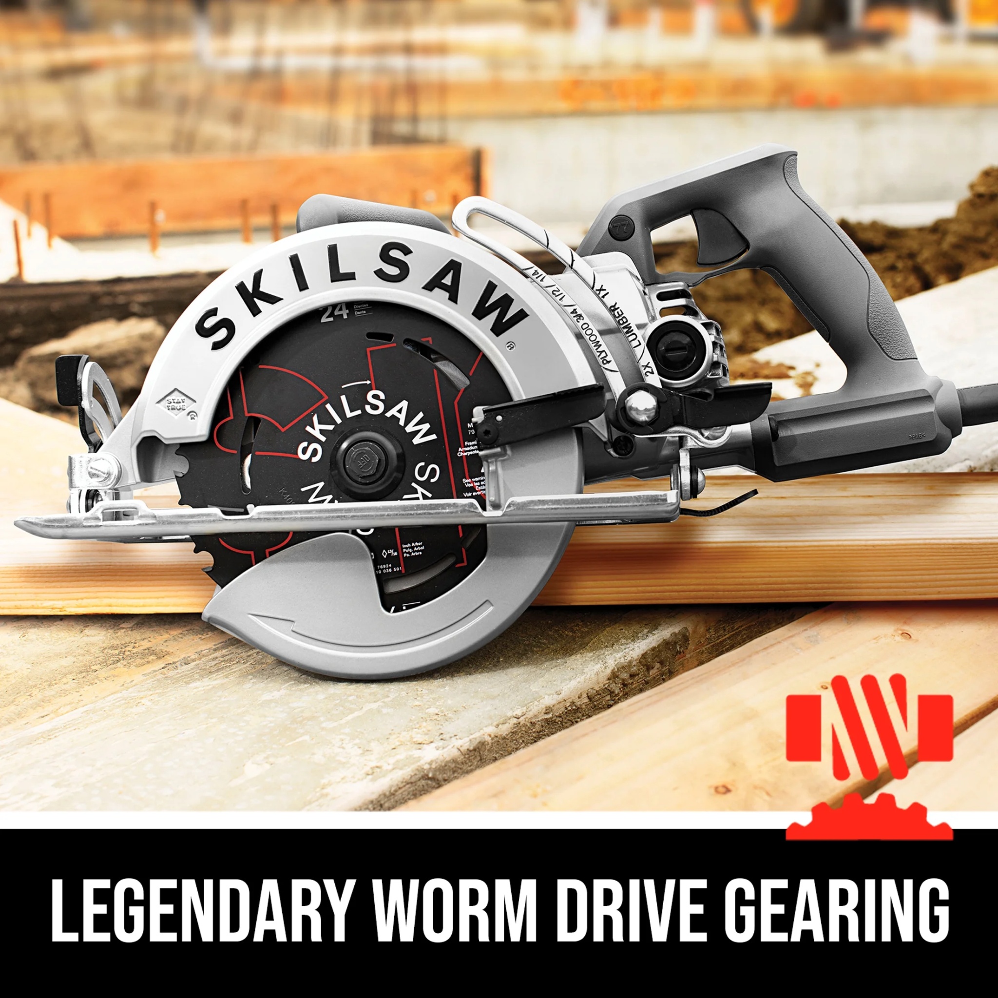 SKIL SPT77W-01 15 Amp 7-1/4'' Aluminum Corded Electric Worm Drive Circular Saw - Image 2