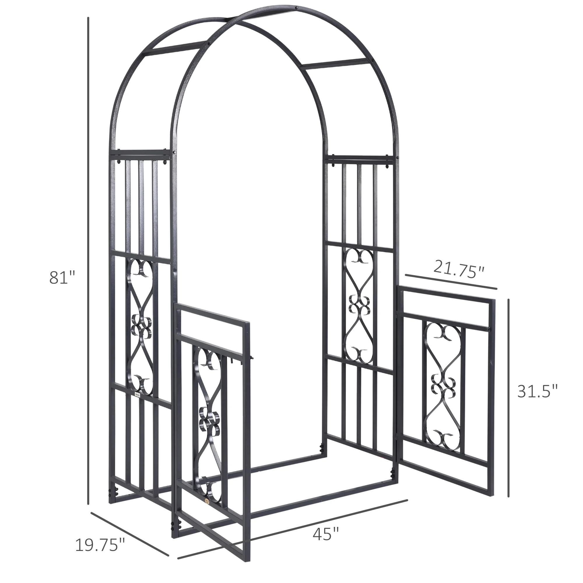 Outsunny 4ft x 7ft Metal Garden Arch Backyard Bridal Archway Wedding Decoration - Image 7