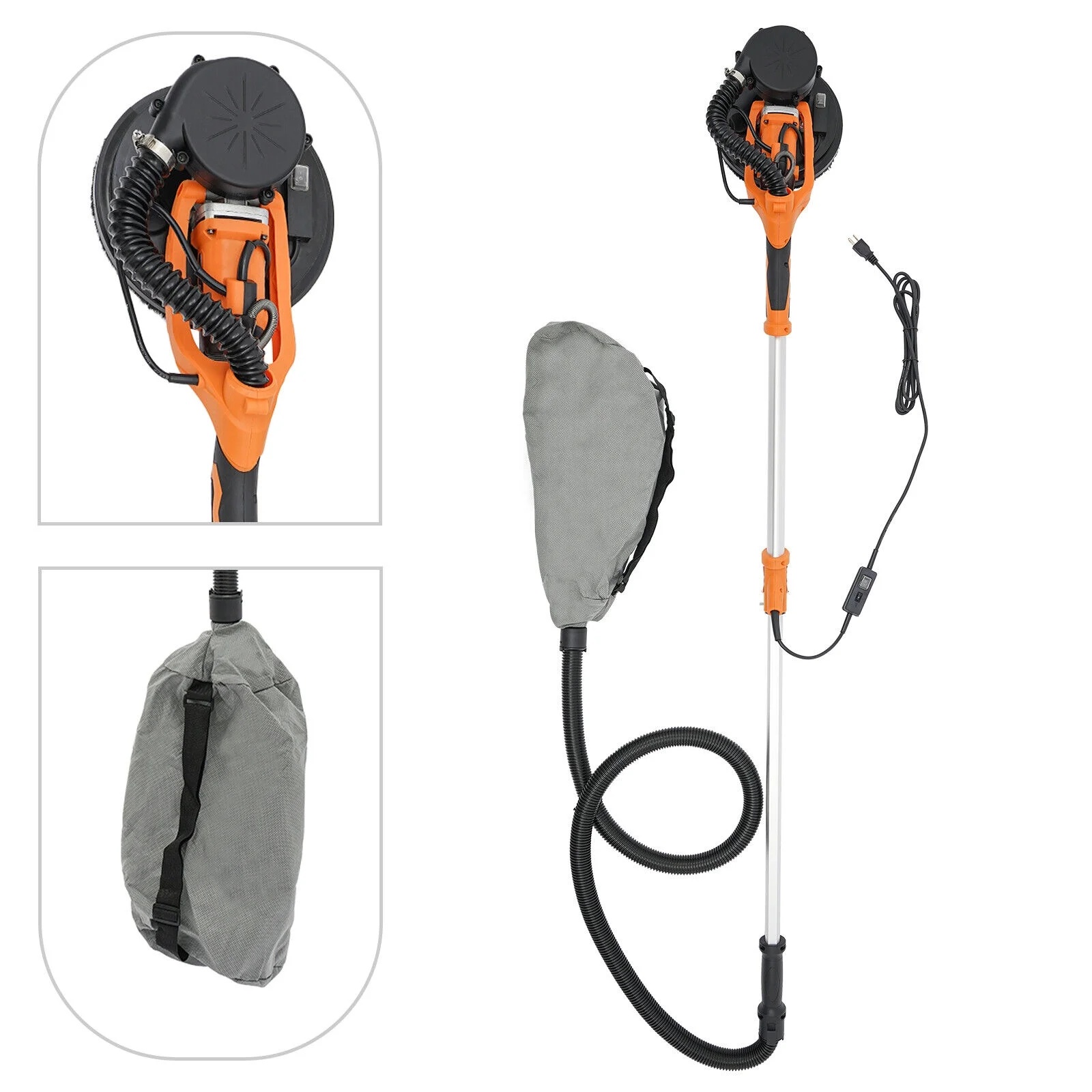 6 Gear Speed Orange Aluminum Alloy Electric Drywall Sander Vacuum with Dust Collection for Electric Ceiling and Wall - Image 5