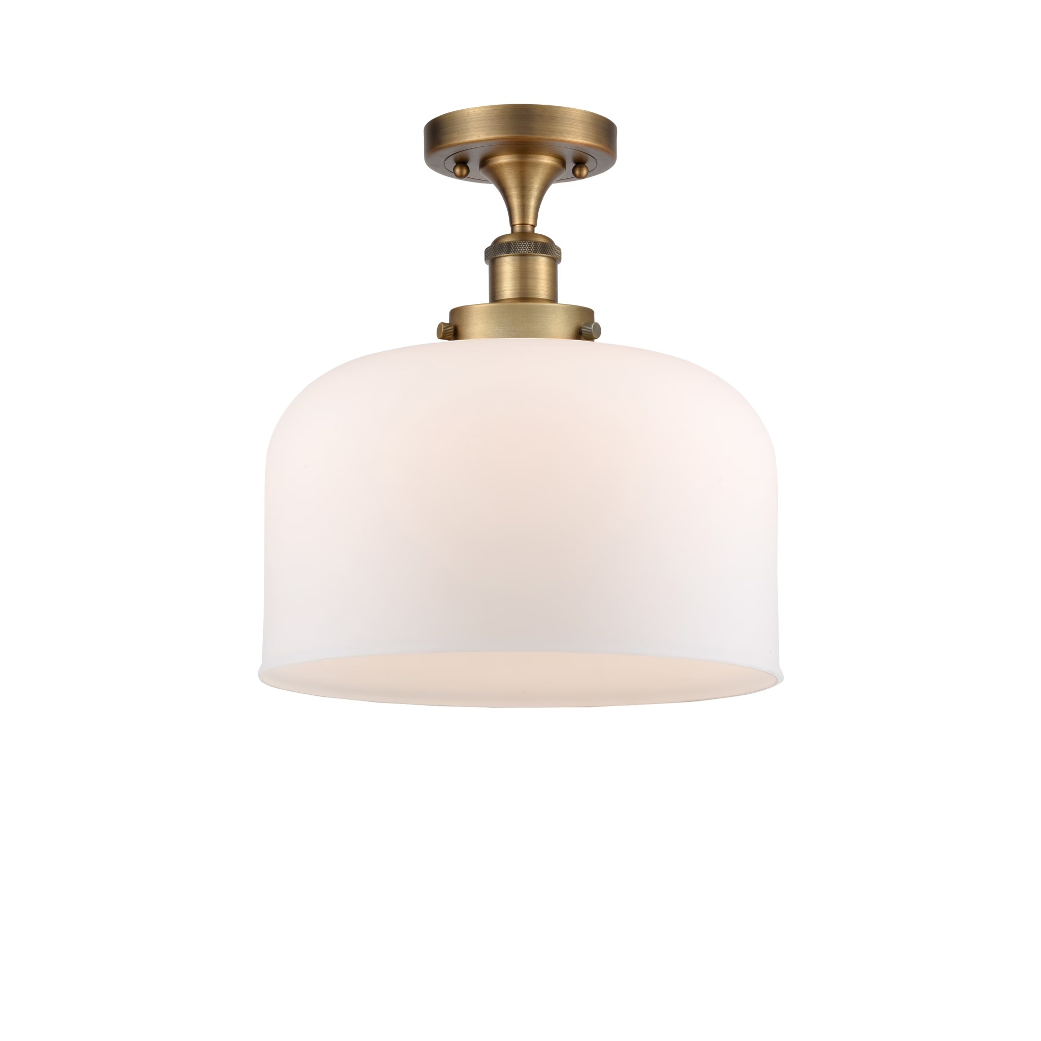 Innovations Lighting Ballston Urban Bell - 1 Light 12" Semi-Flush Mount Brushed Brass/Matte White