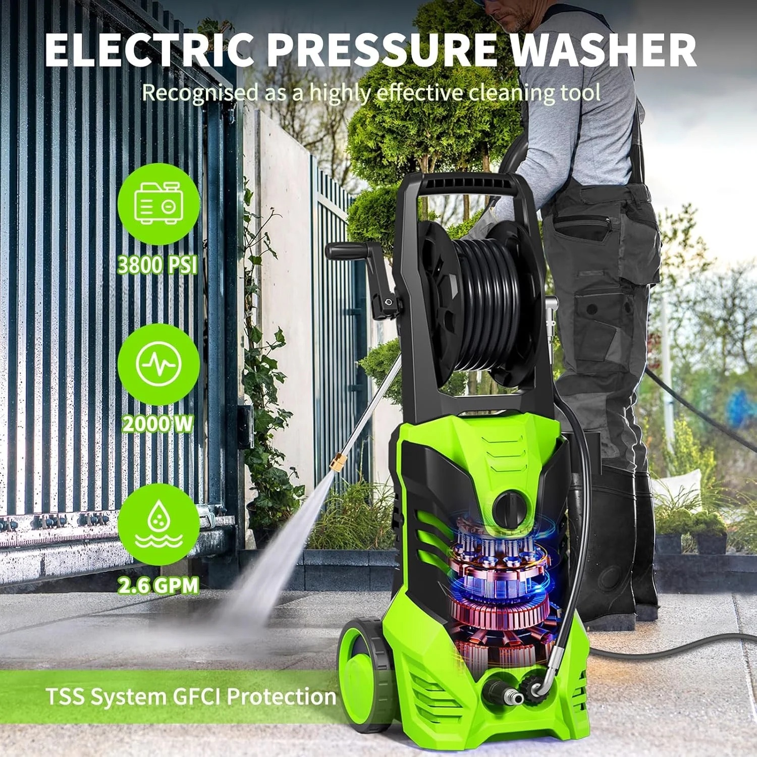 Fenbeli Electric Pressure Washer, 3800 PSI 2.6GPM Power Washer for Cars, Fences and Patios - Image 2