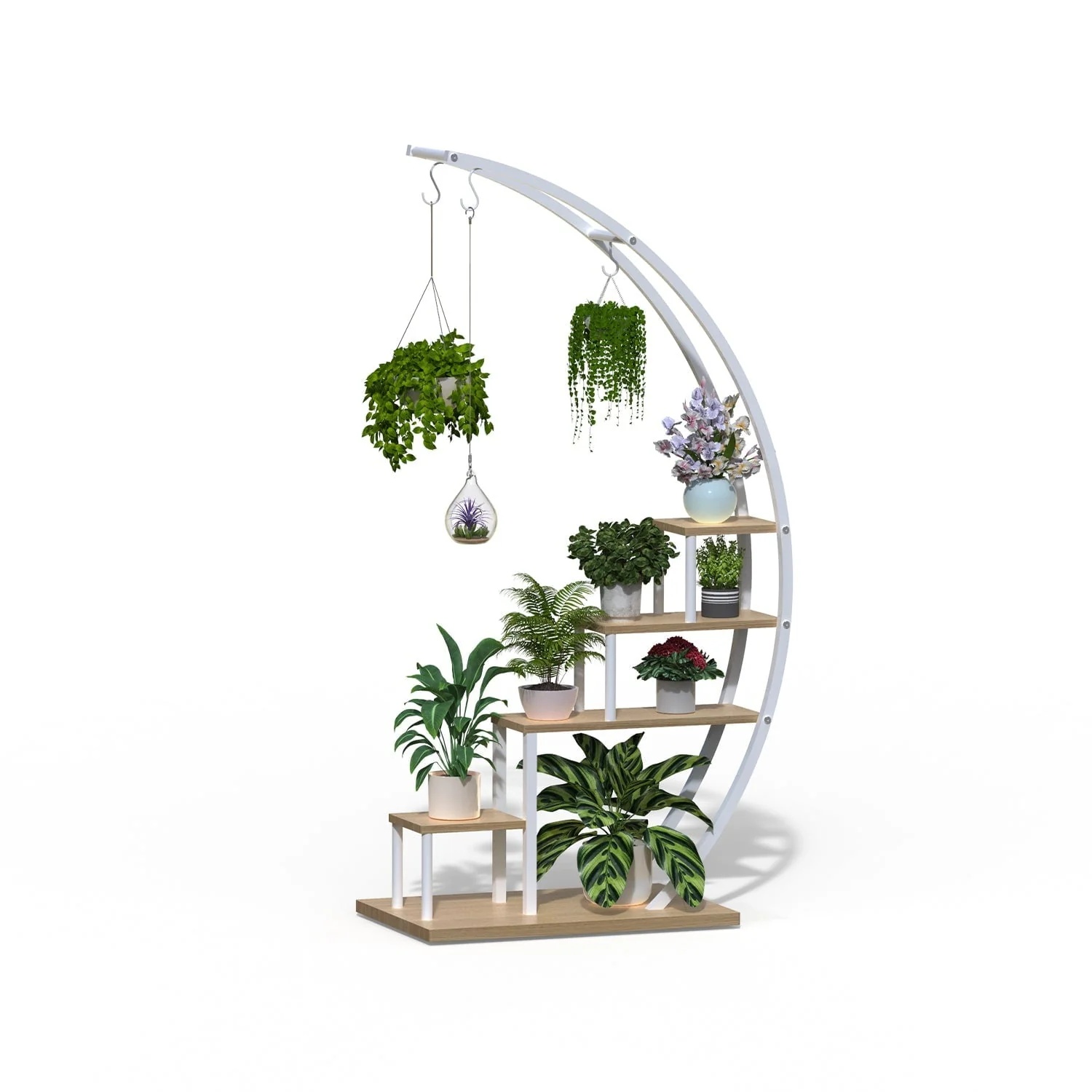 5 Tier Metal Plant Stand Indoor Curved Circular Display Book Shelf Storage - Image 11