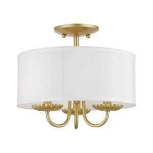 42987-33-Livex Lighting-Brookdale - 3 Light Semi-Flush Mount In Transitional Style-11 Inches Tall and 13 Inches Wide-Soft Gold Finish