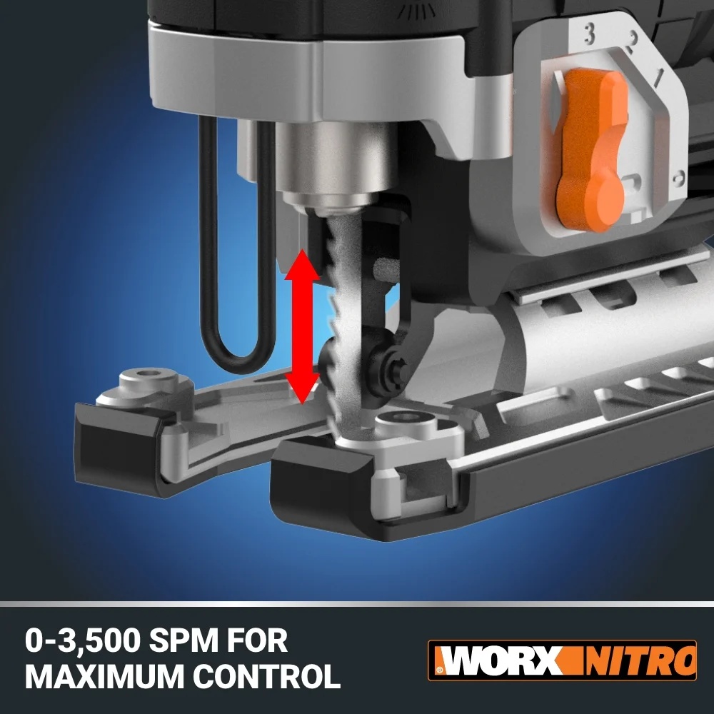 Worx Nitro WX542L 20V Power Share Cordless Jigsaw with Brushless Motor (Battery & Charger Included) - Image 9