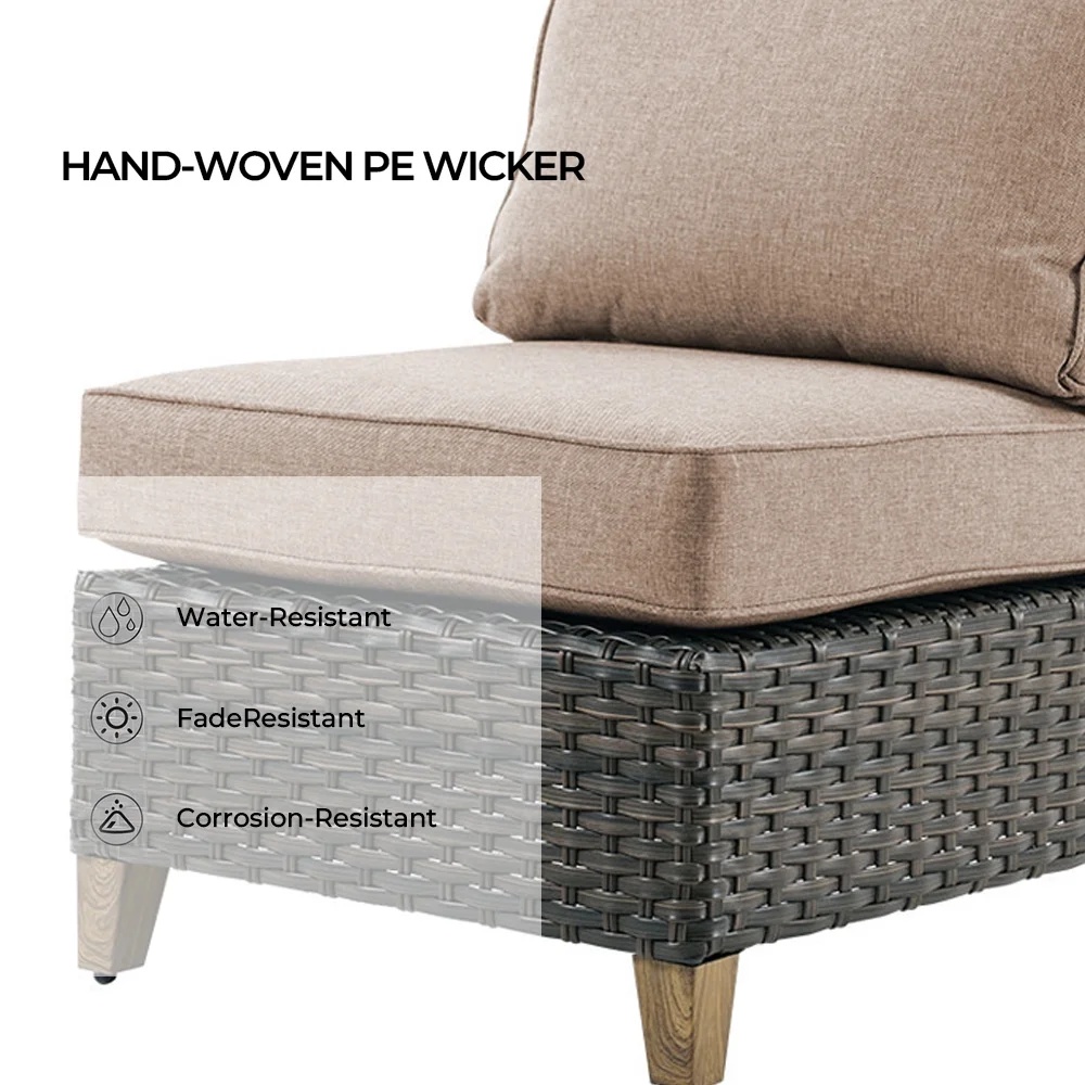 Grand Patio Outdoor Furniture, Patio Wicker Sectional Sofa Modular Furniture Set, Left Arm Sofa, Beige - Image 10