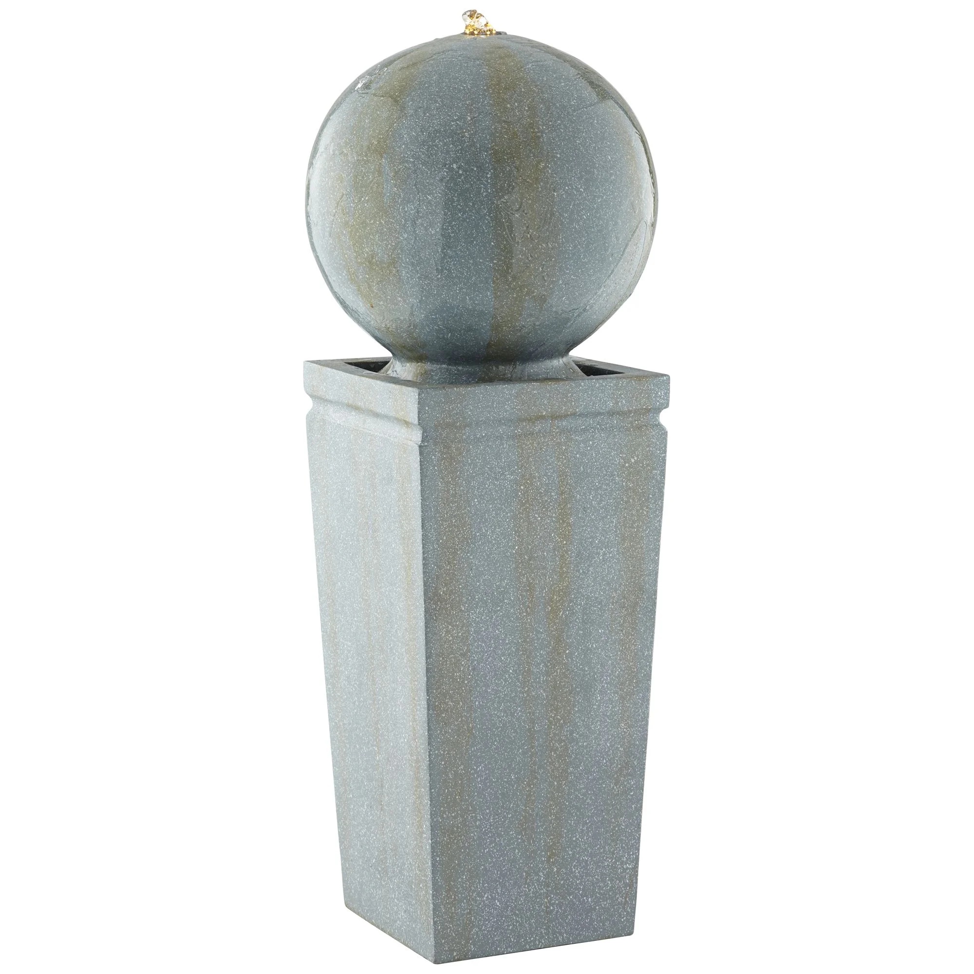 Ball and Pillar 34 1/4" High Large Modern Indoor Outdoor Decor Faux Stone Floor Fountain with Light LED Bubbler - Image 2
