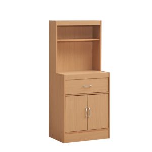 54" Tall Open Shelves, 1-Drawer and Bottom Enclosed Storage Kitchen Cabinet