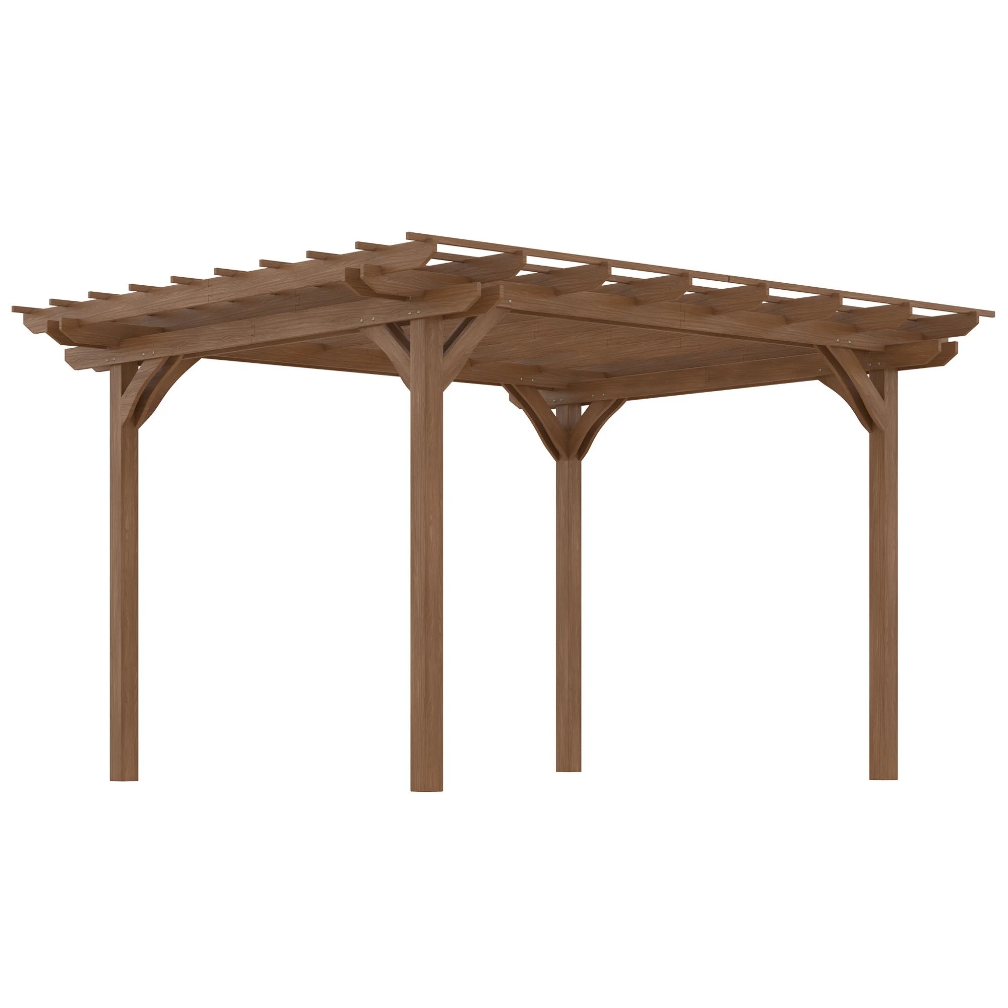 Outsunny 12' x 10' Wooden Pergola Grape Trellis, Outdoor Gazebo for Garden, Patio, Backyard, Deck, Gray - Image 12