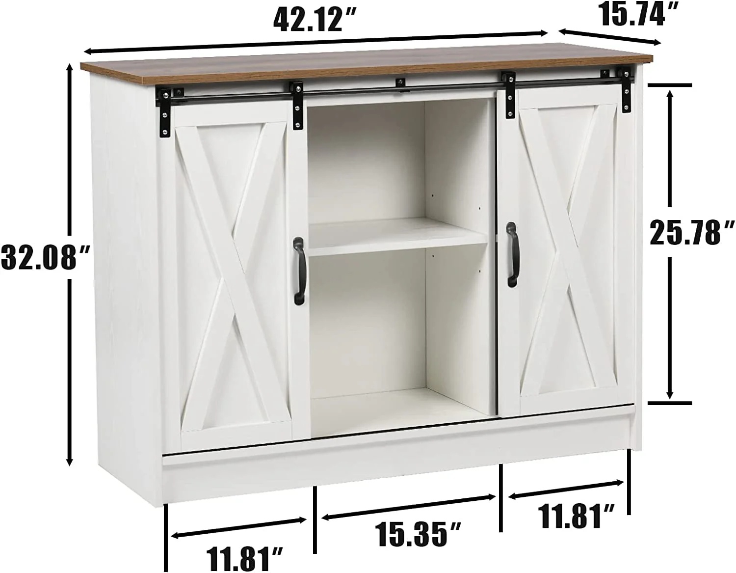 Catrimown Farmhouse Coffee Bar Cabinet , 42-? Buffet Sideboard Cabinet with Sliding Door, Sideboard Storage Cabinet, White - Image 4