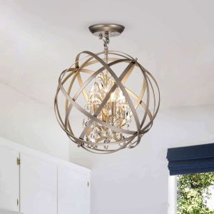 The Lighting Store Benita Light Gold with Bronze 4-light Metal Globe Crystal Semi-Flush Mount
