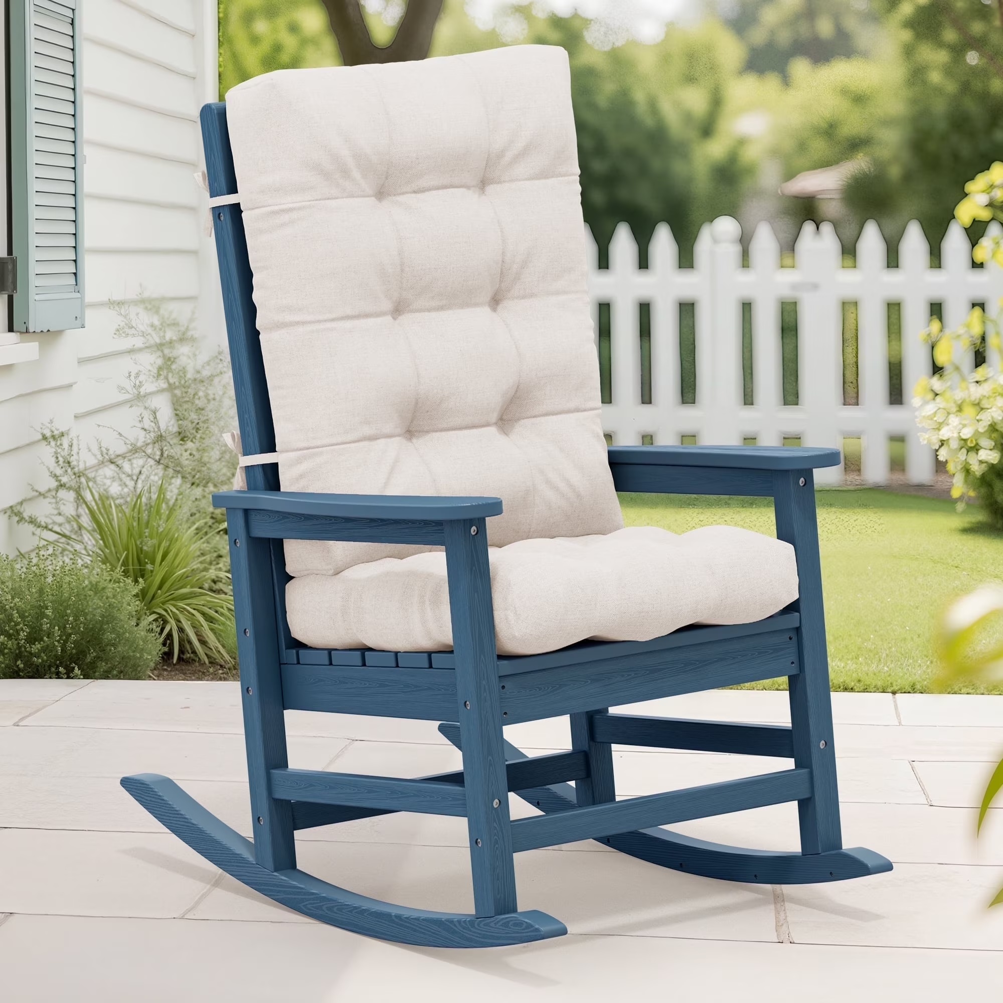 KINGYES HDPE Outdoor Rocking Chairs Set of 2,HDPE Patio Rocker for Porch,Black - Image 7