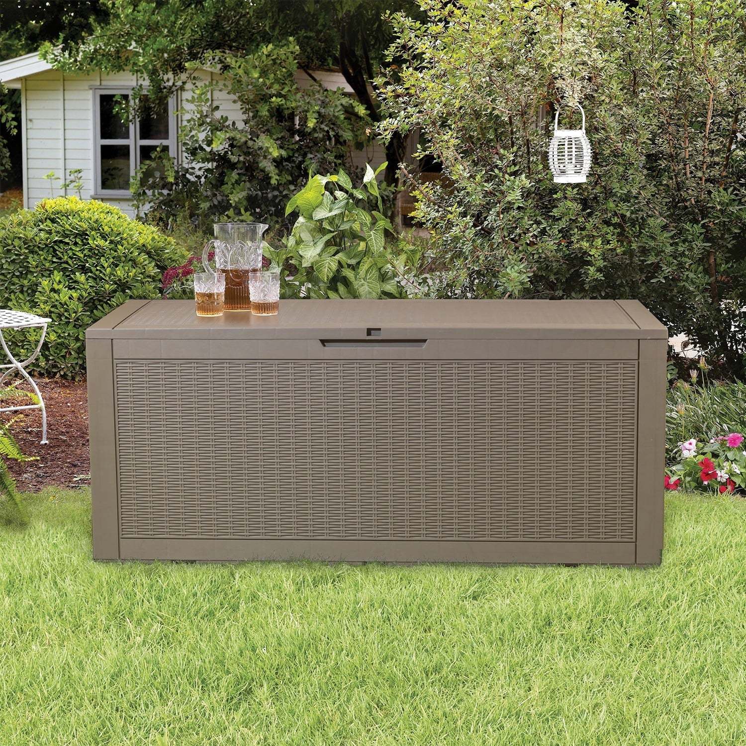 Devoko 100 Gallon Outdoor Box Deck Plastic Resin Storage Box, Brown - Image 5