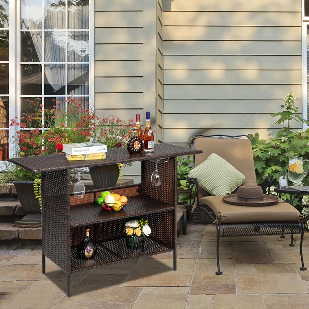 UBesGoo Patio Rattan Loveseat Table Chairs Chat Set with Waterproof Cushion, Outdoor Furniture, Wicker Conversation Set - Image 6