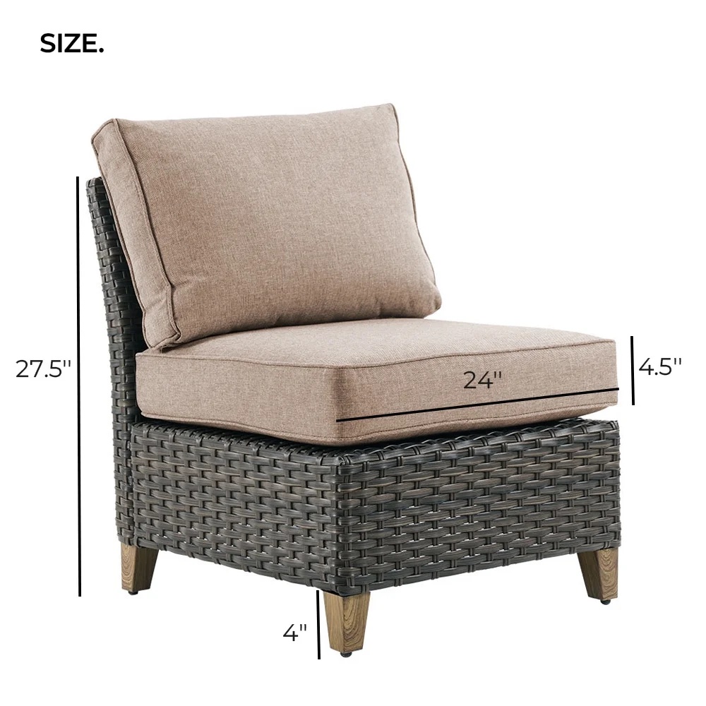 Grand Patio Outdoor Furniture, Patio Wicker Sectional Sofa Modular Furniture Set, Left Arm Sofa, Beige - Image 11
