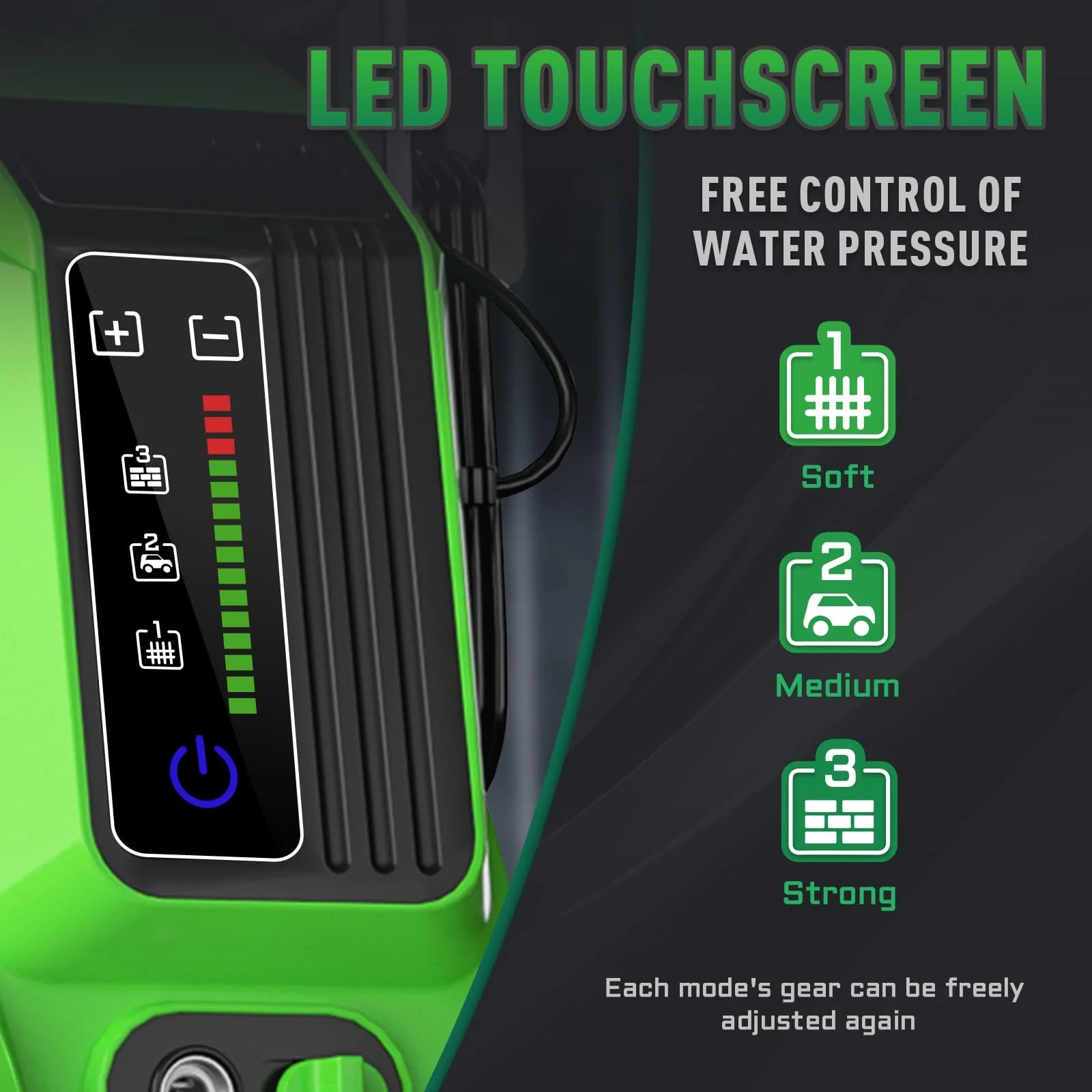 Electric Pressure Washer 5000PSI-Max 3.2GPM Electric Power Washer with Touch Screen 3 Levels of Adjustment Effortlessly Car Water Washer for Home Patio - Image 5