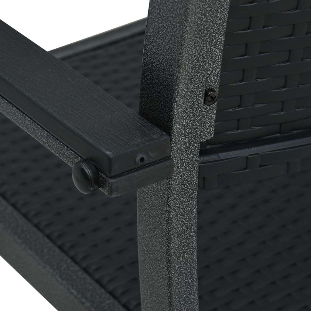 vidaXL Patio Chairs Dining Chair for Deck Porch Black Plastic Rattan Look - Image 12