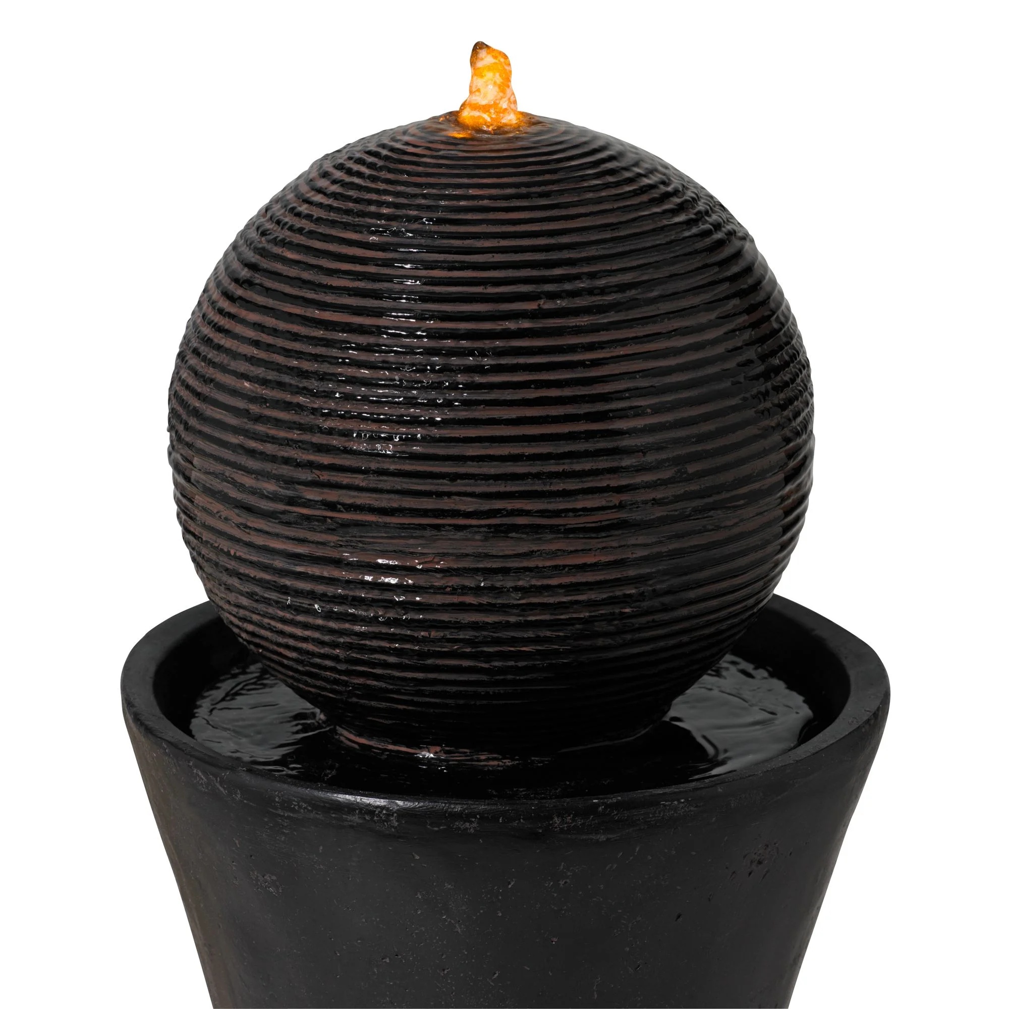 Dark Sphere 35 1/2" High Zen Modern Indoor Outdoor Decor Faux Stone Floor Fountain w/ Light LED Bubbler Pillar - Image 3