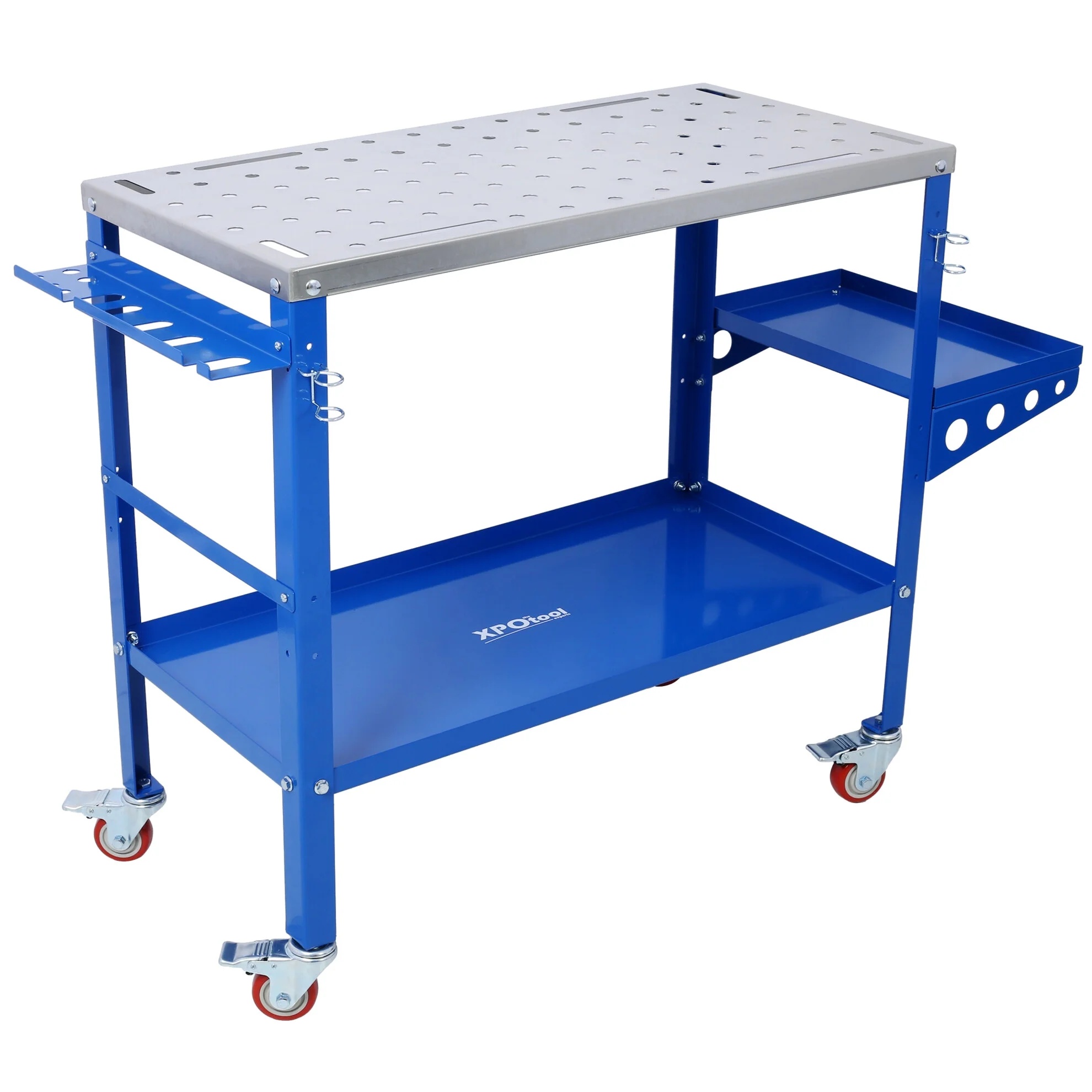 Heavy-Duty 36" x 18" Steel Welding Table 1200lbs Load Capacity Portable Workbench on Wheels with Braking Casters 82 5/8" Fixture Holes & Tool Slots Built-in Tool Tray - Image 6