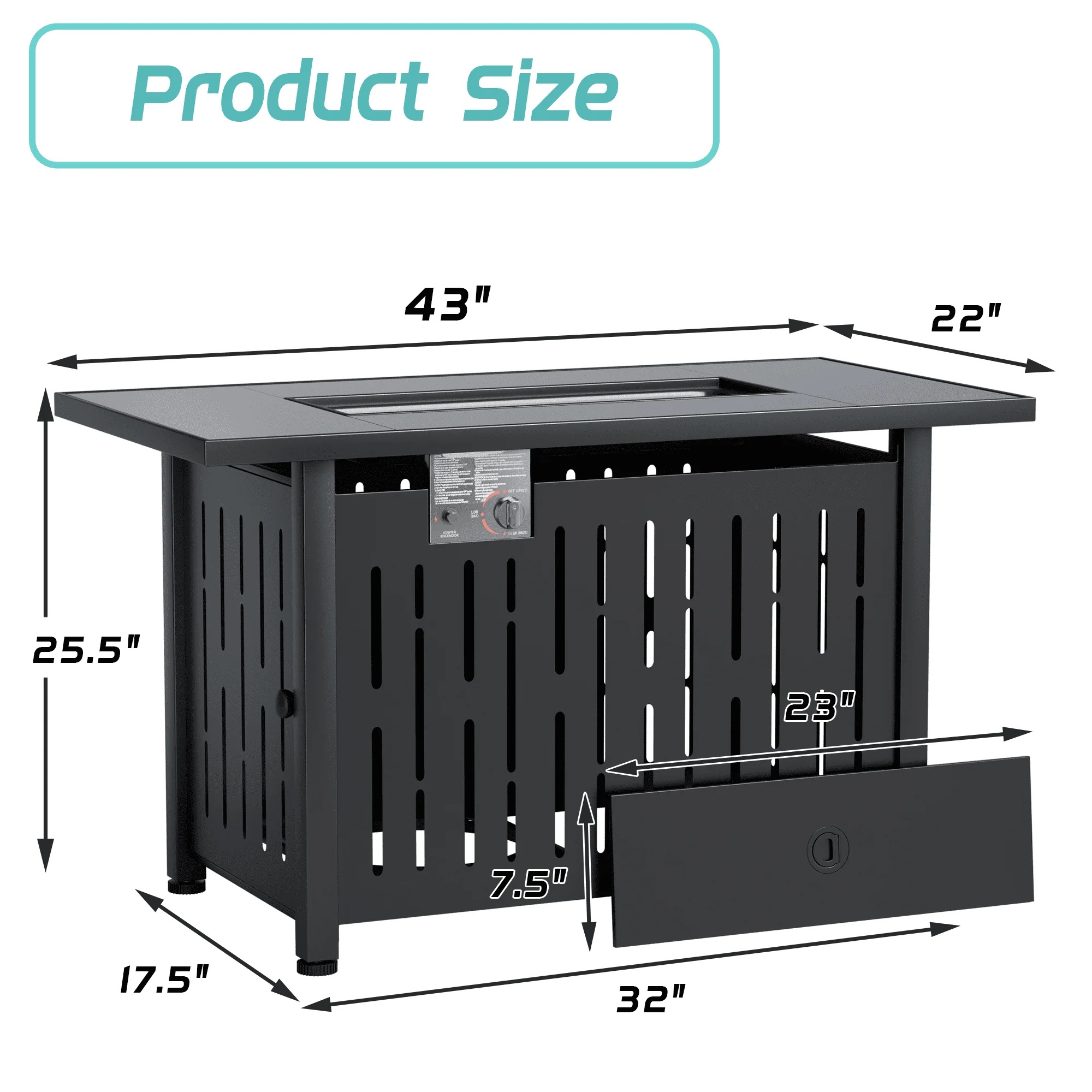 Homall Patio 43 inch Propane Gas Fire Table 50000 BTU Outdoor Wicker Fire Tables with Glass Beads - Image 8