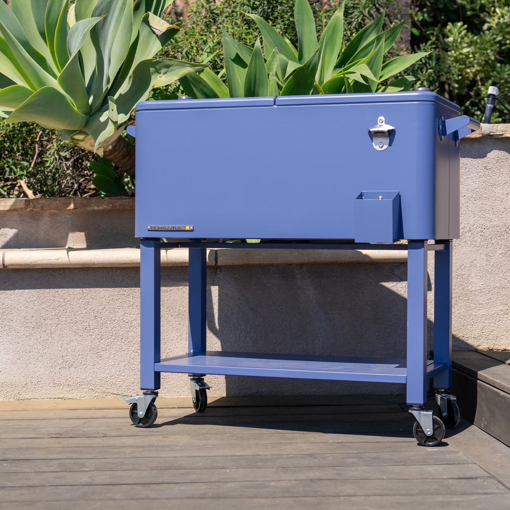 Permasteel 80-Qt Outdoor Steel Patio Cooler with Removable Basin, Rolling Cooler with Wheels, Teal Green - Image 9