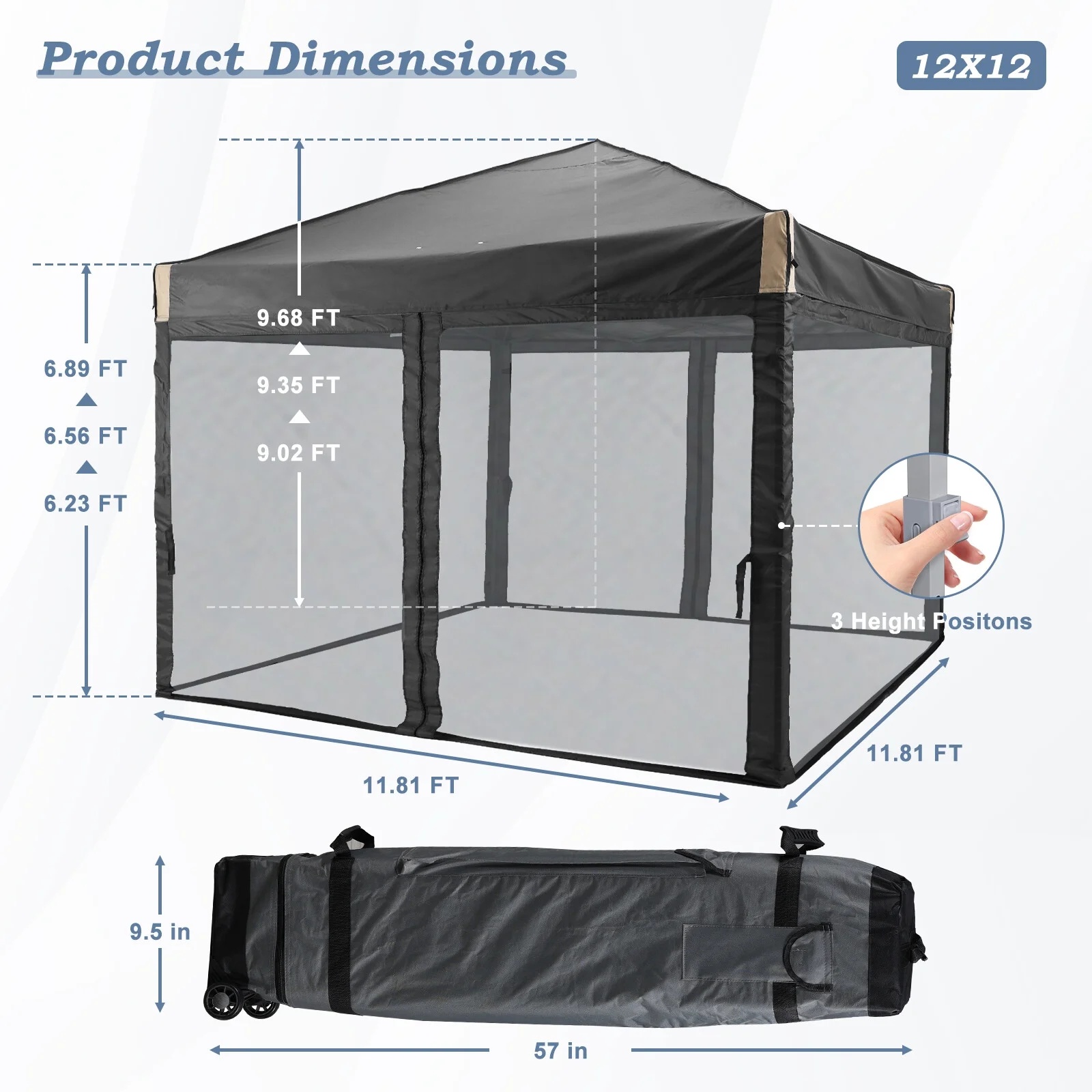 YUONAO 10x10 ft Pop Up Canopy Tent with Mesh Sidewalls, Portable Outdoor Shade Tent, Waterproof UV-Resistant Folding Gazebo for Backyard, Patio, Camping, Party(Beige) - Image 15