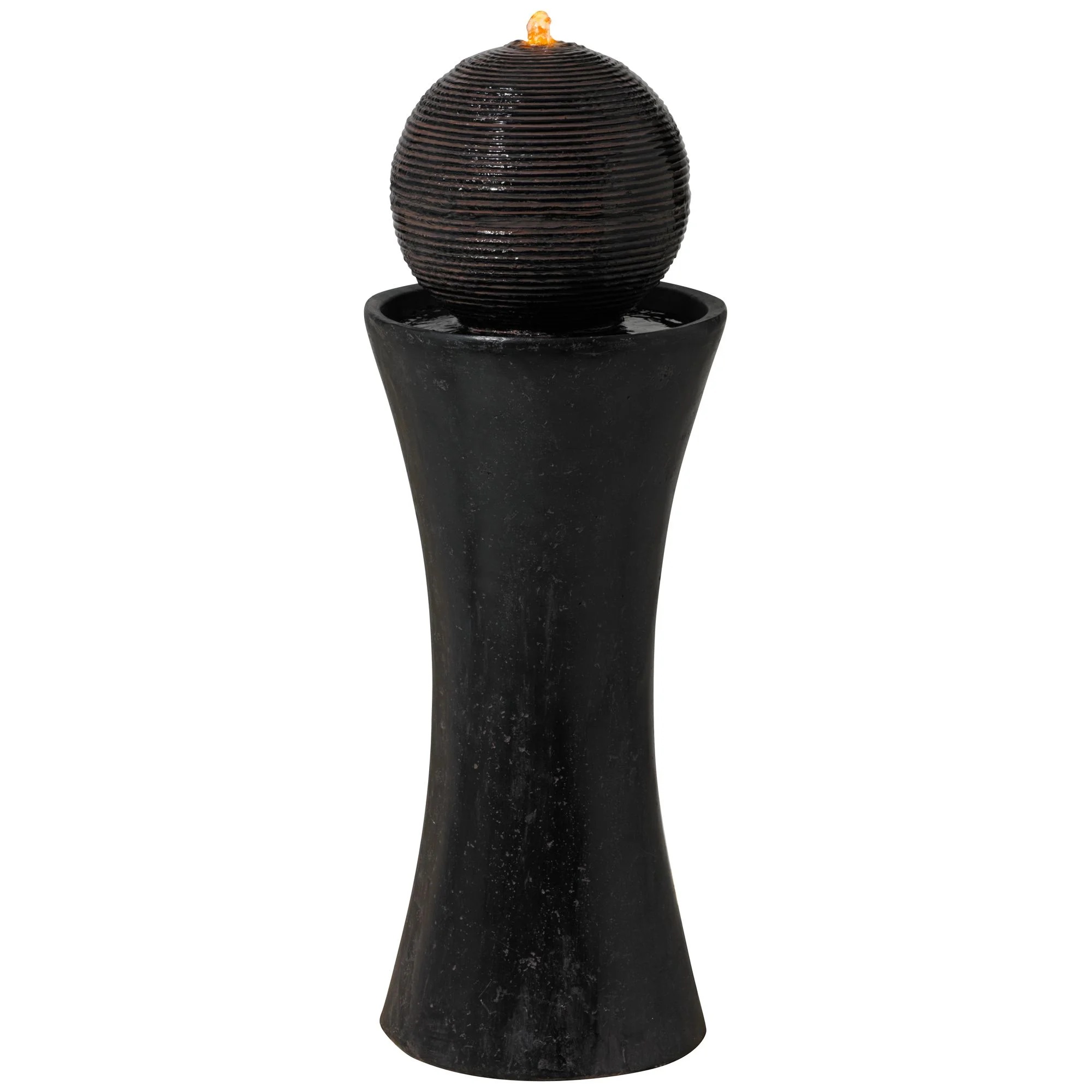 Dark Sphere 35 1/2" High Zen Modern Indoor Outdoor Decor Faux Stone Floor Fountain w/ Light LED Bubbler Pillar - Image 2