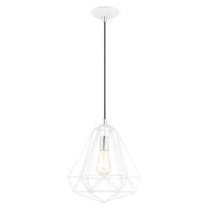 41324-69-Livex Lighting-Knox - 1 Light Pendant In Geometric Style-18 Inches Tall and 12.25 Inches Wide-Shiny White Finish -Traditional Installation