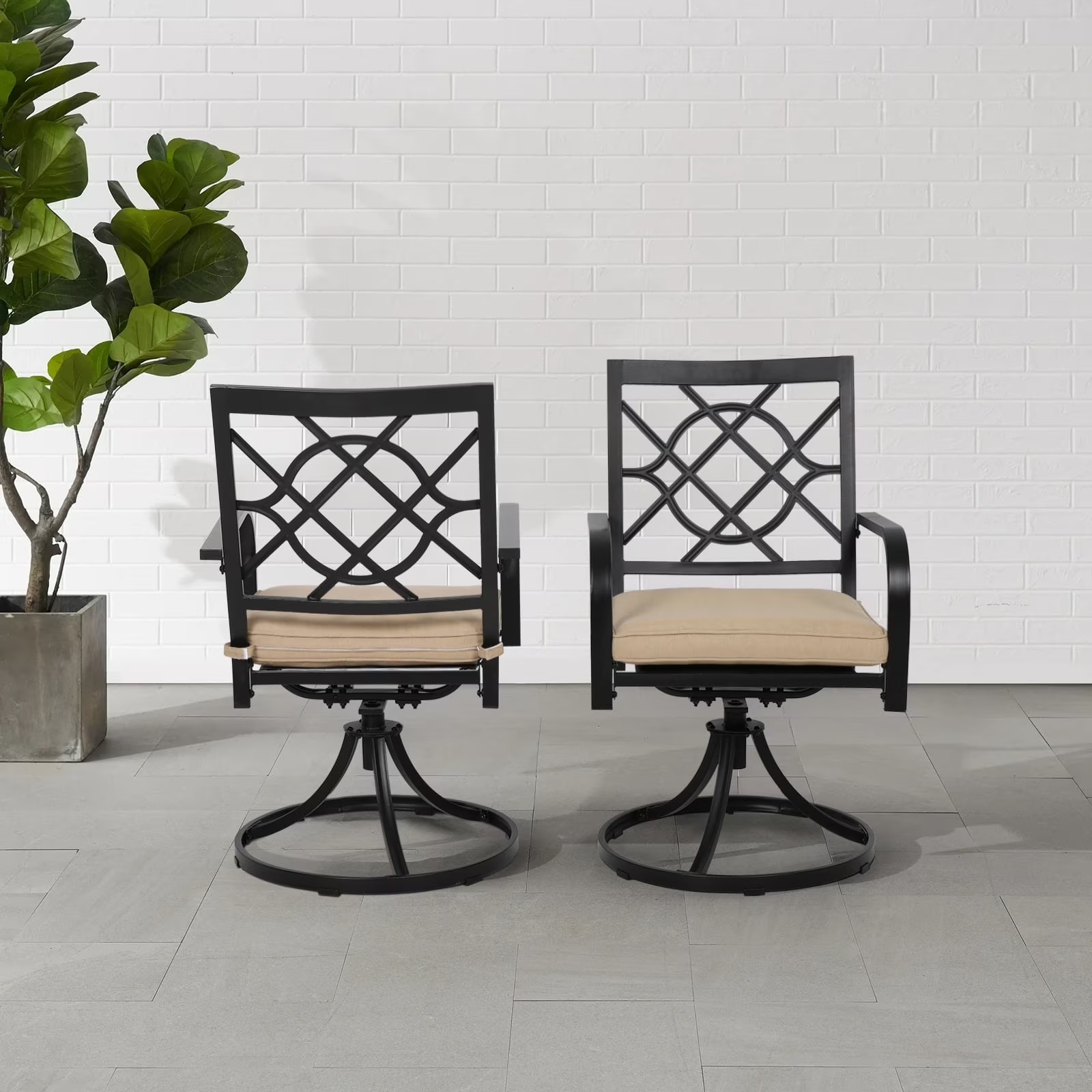 SUNCROWN 7-Piece Outdoor Wrought Iron Chairs and Table Patio Dining Furniture Set - 6 Stackable Metal Chairs, 1 Steel Slat Bistro Table and 1 Brown 9Ft Patio Umbrella for Garden Backyard Deck - Image 9