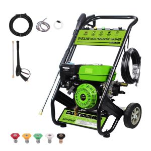 2600PSI 2.38 GPM Gas Pressure Washer, Seizeen High Water Pressure Power Washer with Aluminum Pump, 25ft Hose, for Cars/Fences/Driveways/Homes/Patios/Furniture