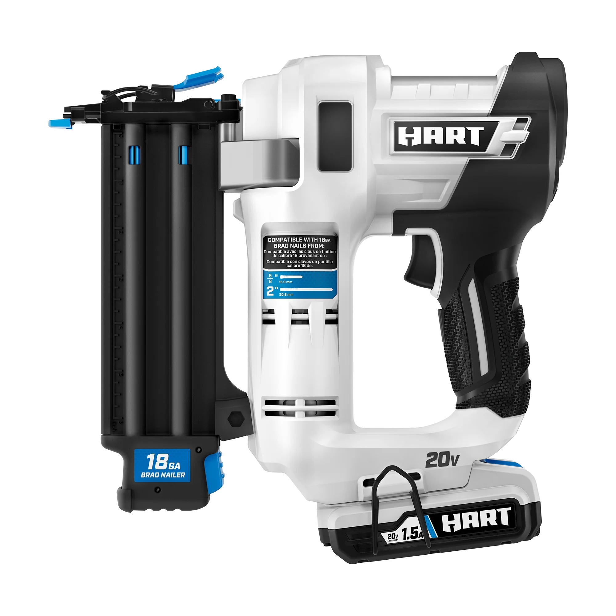 HART 20-Volt 2-inch 18-Gauge Battery-Powered Brad Nailer Kit, (1) 1.5Ah Lithium-Ion Battery - Image 9