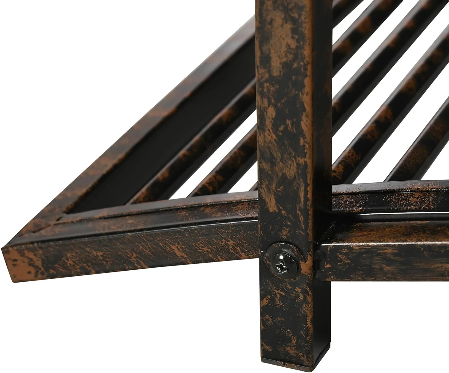 Metal Arch Zen Garden Bridge with Safety Siderails, Decorative Footbridge, Delicate Floral Scrollwork for Stream, Fish Pond, Brown - Image 9