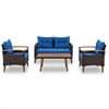 5 Piece Patio Furniture Sets, Outdoor Conversation Sets with Glass Coffee Table, Wicker Rattan Sectional Sofa Couch with Storage Bench, Ottomans & Cushions for Garden, Pool, Backyard, Gray - Image 2